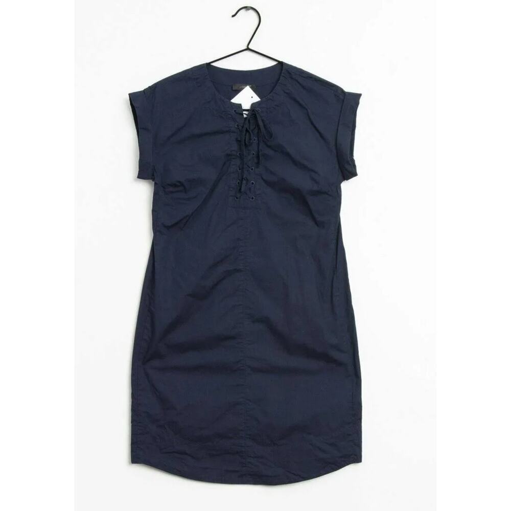 J. Crew Tie Up Navy Dress Women's Medium Short Sleeve Nautical Coastal Preppy